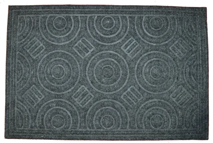 16" X 27" Gray Synthetic Fiber Abstract Outdoor Door Mat