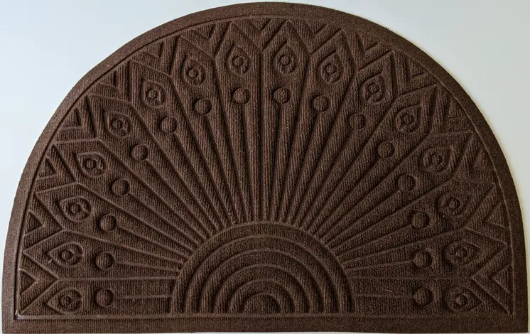 24" X 36" Brown Synthetic Fiber Abstract Outdoor Semi Circle Door Mat