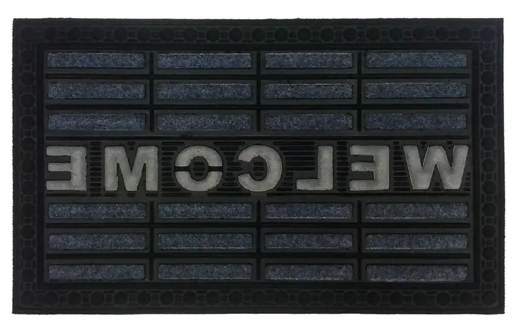 18" X 30" Gray Synthetic Fiber Abstract Outdoor Door Mat