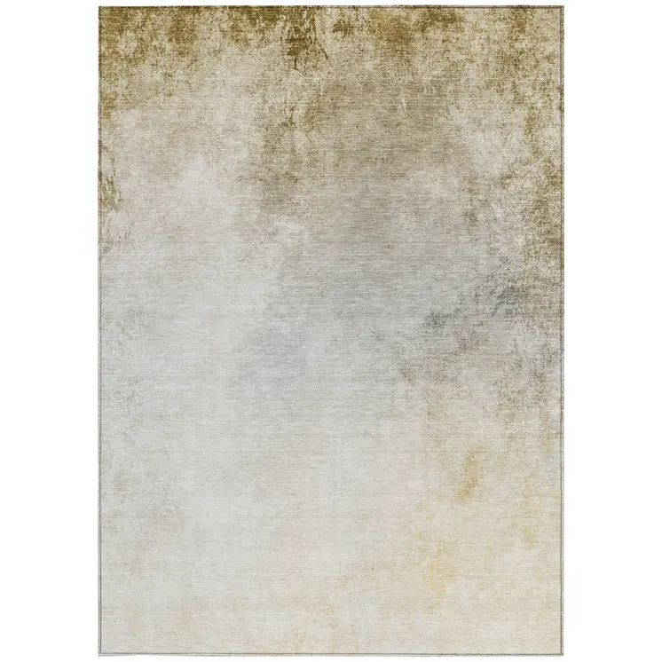 5' X 8' Taupe Beige And Ivory Ombre Washable Indoor Outdoor Area Rug