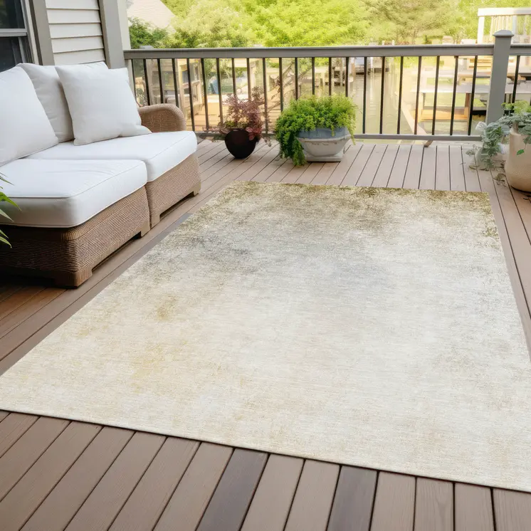 5' X 8' Taupe Beige And Ivory Ombre Washable Indoor Outdoor Area Rug