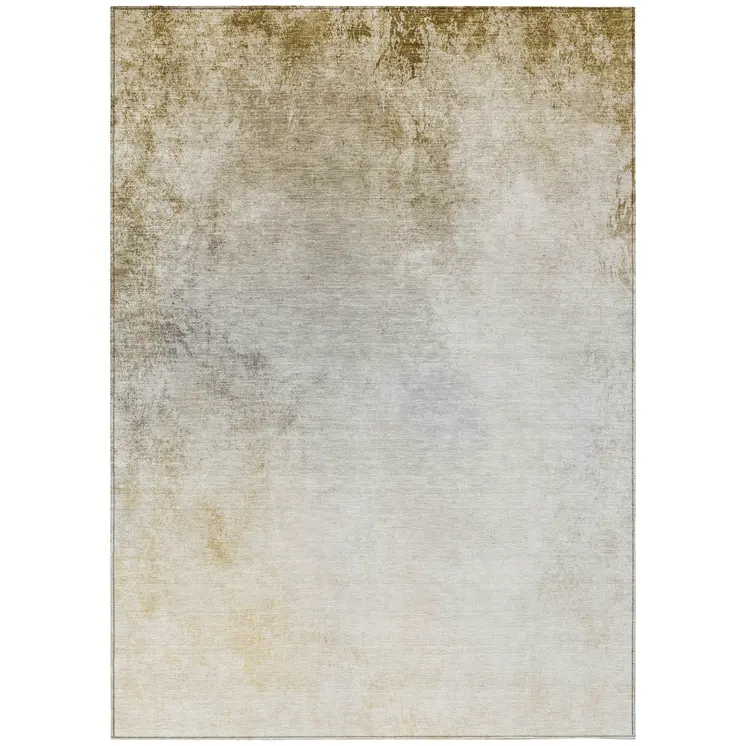 5' X 8' Taupe Beige And Ivory Ombre Washable Indoor Outdoor Area Rug
