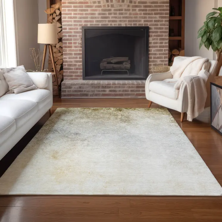 5' X 8' Taupe Beige And Ivory Ombre Washable Indoor Outdoor Area Rug