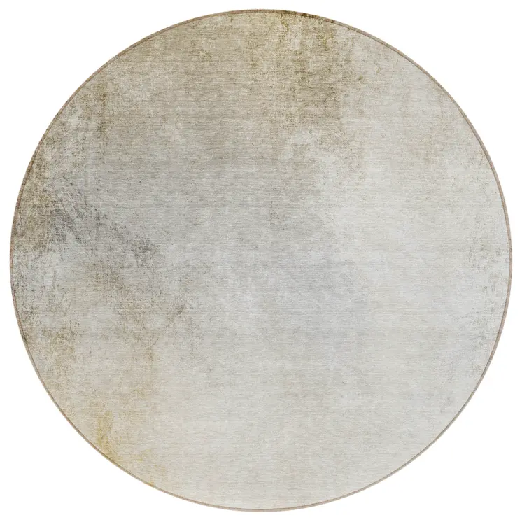 8' Taupe Beige And Ivory Round Ombre Washable Indoor Outdoor Area Rug