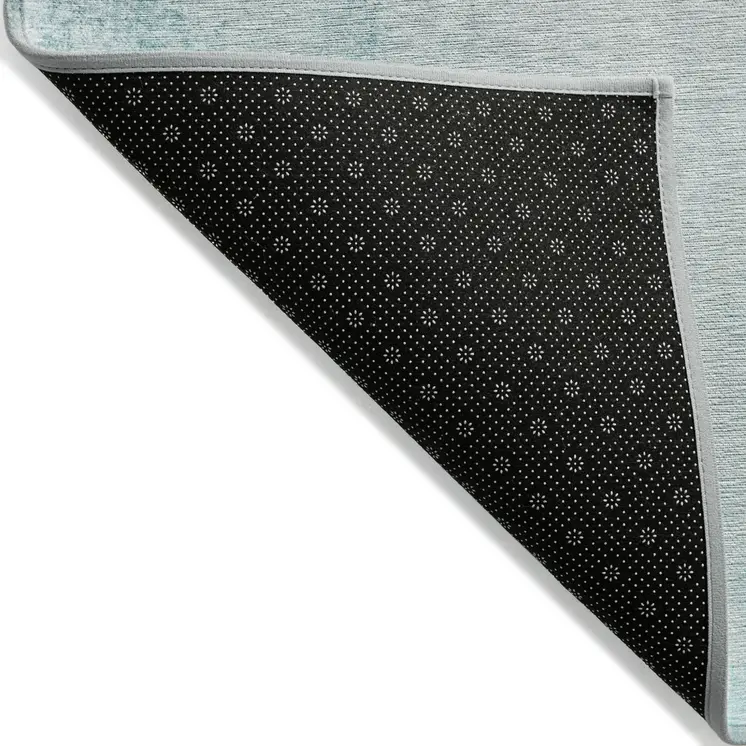 5' X 8' Teal Blue Aqua And Gray Ombre Washable Indoor Outdoor Area Rug