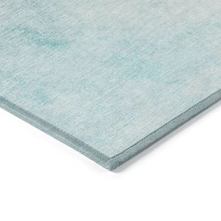 9' X 12' Teal Blue Aqua And Gray Ombre Washable Indoor Outdoor Area Rug