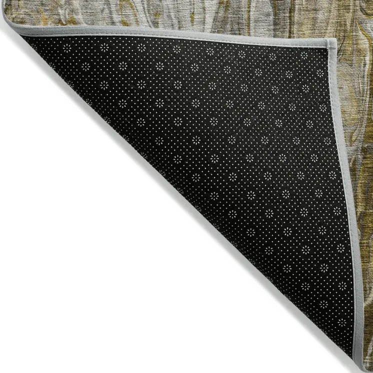 10' X 14' Brown Taupe And Gold Abstract Washable Indoor Outdoor Area Rug