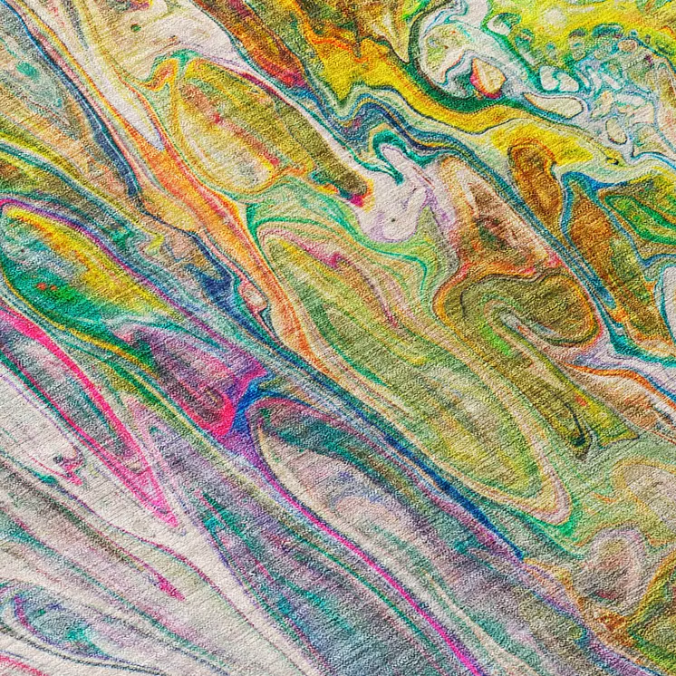 10' X 14' Green Gold And White Abstract Washable Indoor Outdoor Area Rug