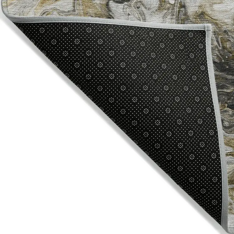 5' X 8' Taupe Beige And Ivory Abstract Washable Indoor Outdoor Area Rug
