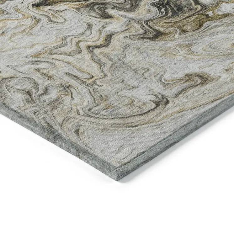 5' X 8' Taupe Beige And Ivory Abstract Washable Indoor Outdoor Area Rug