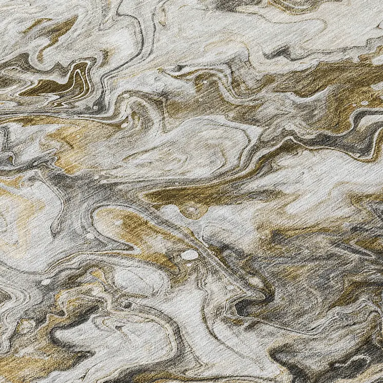 9' X 12' Taupe Beige And Ivory Abstract Washable Indoor Outdoor Area Rug