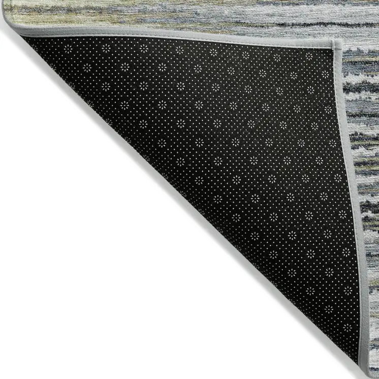 5' X 8' Beige Tan And Taupe Striped Washable Indoor Outdoor Area Rug