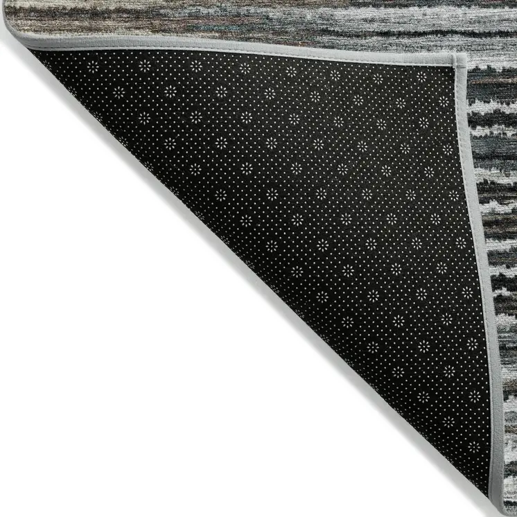 3' X 5' Brown Taupe And Chocolate Striped Washable Indoor Outdoor Area Rug