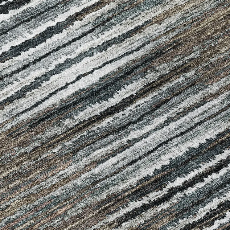 8' Brown Taupe And Chocolate Round Striped Washable Indoor Outdoor Area Rug