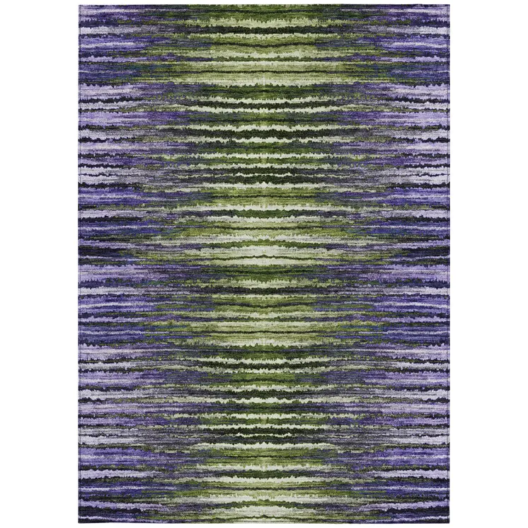 3' X 5' Purple Lilac And Lavender Striped Washable Indoor Outdoor Area Rug