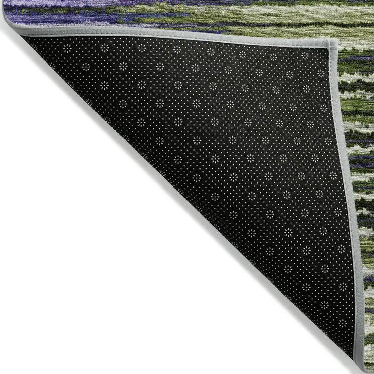 3' X 5' Purple Lilac And Lavender Striped Washable Indoor Outdoor Area Rug
