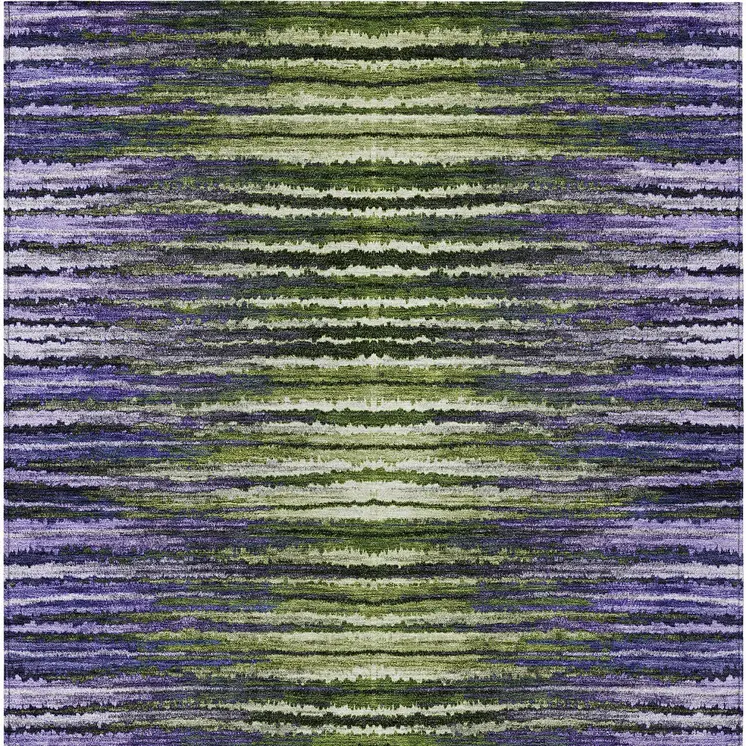 10' X 14' Purple Lilac And Lavender Striped Washable Indoor Outdoor Area Rug
