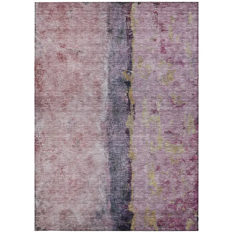 8' X 10' Blush Pink And Purple Abstract Washable Indoor Outdoor Area Rug