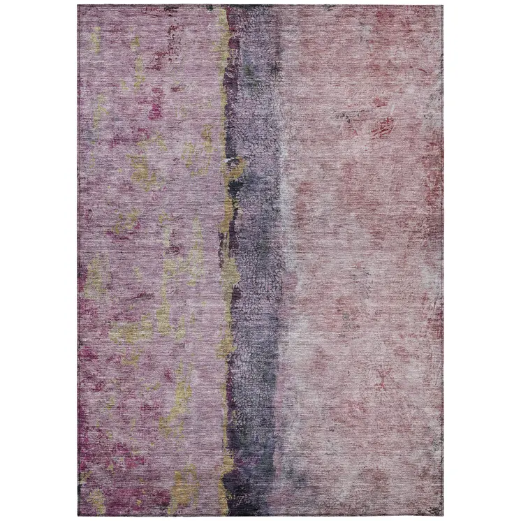 9' X 12' Blush Pink And Purple Abstract Washable Indoor Outdoor Area Rug