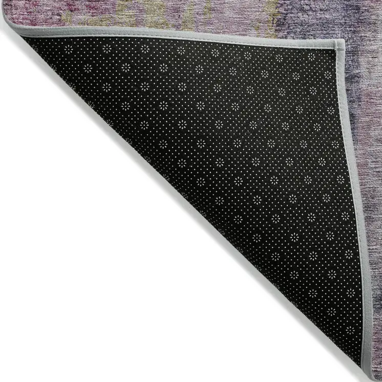 10' X 14' Blush Pink And Purple Abstract Washable Indoor Outdoor Area Rug