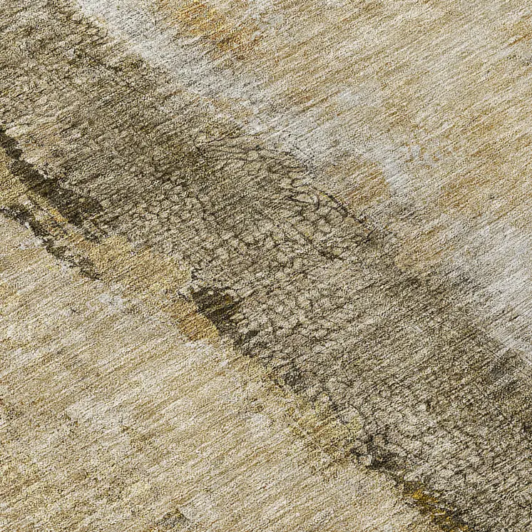 8' Brown Taupe And Gold Round Abstract Washable Indoor Outdoor Area Rug