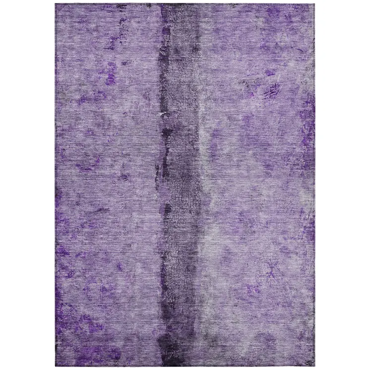 9' X 12' Purple And Lavender Abstract Washable Indoor Outdoor Area Rug