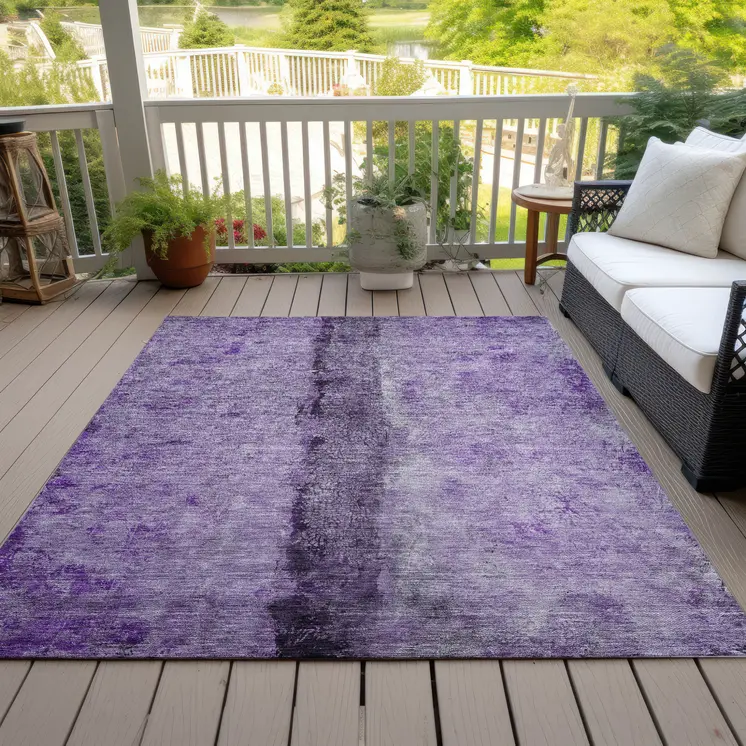 10' X 14' Purple And Lavender Abstract Washable Indoor Outdoor Area Rug