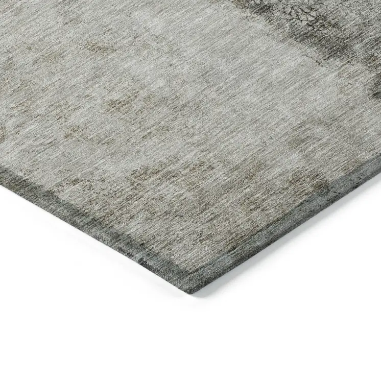 3' X 5' Taupe Beige And Gray Abstract Washable Indoor Outdoor Area Rug