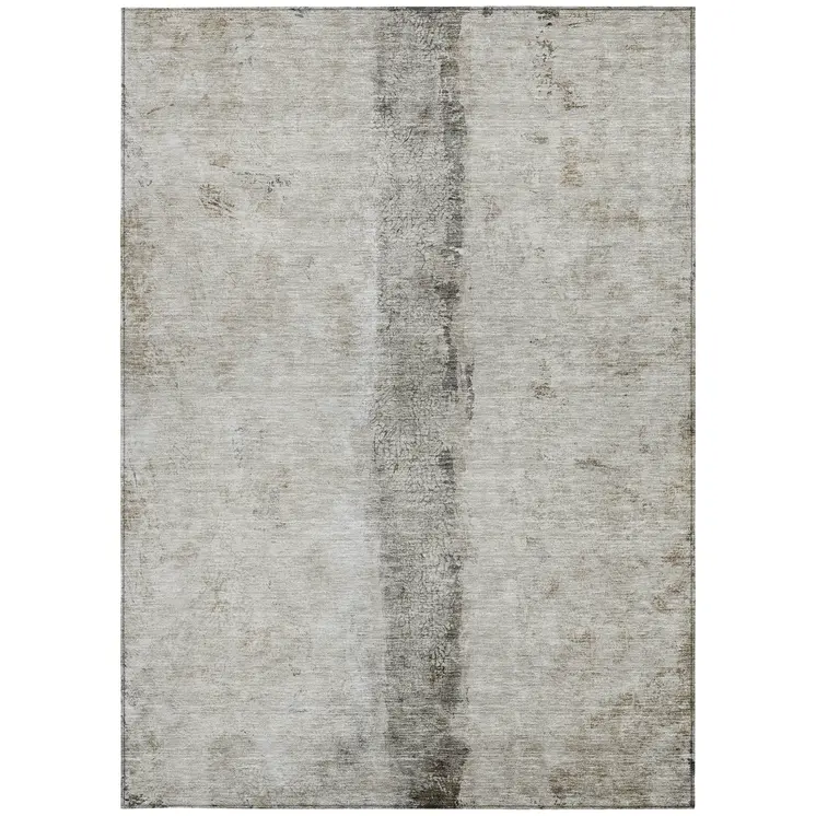 10' X 14' Taupe Beige And Gray Abstract Washable Indoor Outdoor Area Rug