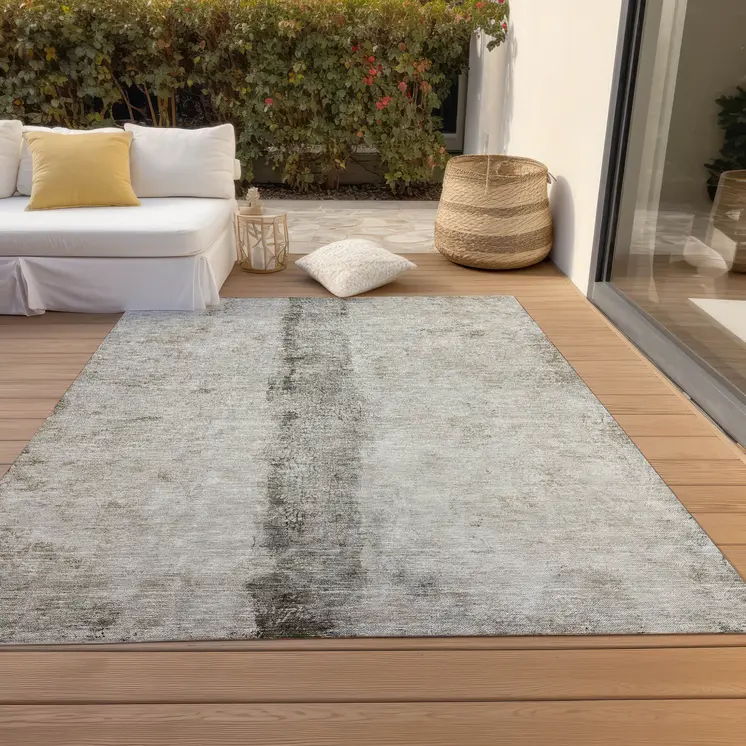 10' X 14' Taupe Beige And Gray Abstract Washable Indoor Outdoor Area Rug