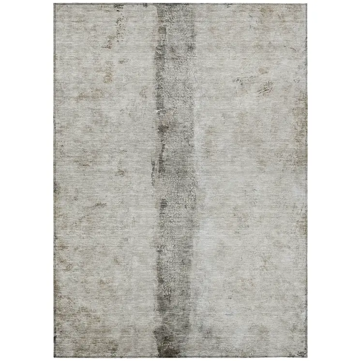 10' X 14' Taupe Beige And Gray Abstract Washable Indoor Outdoor Area Rug