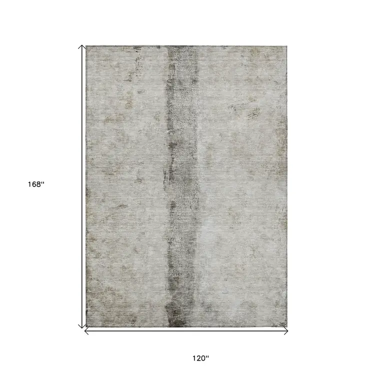10' X 14' Taupe Beige And Gray Abstract Washable Indoor Outdoor Area Rug