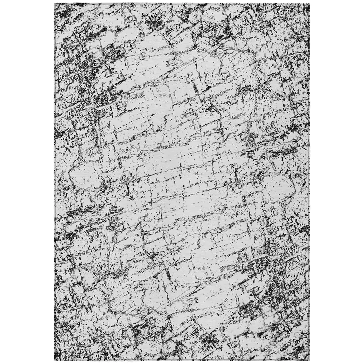 3' X 5' Black White And Gray Abstract Washable Indoor Outdoor Area Rug