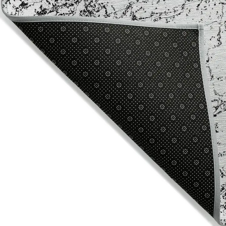 8' X 10' Black White And Gray Abstract Washable Indoor Outdoor Area Rug
