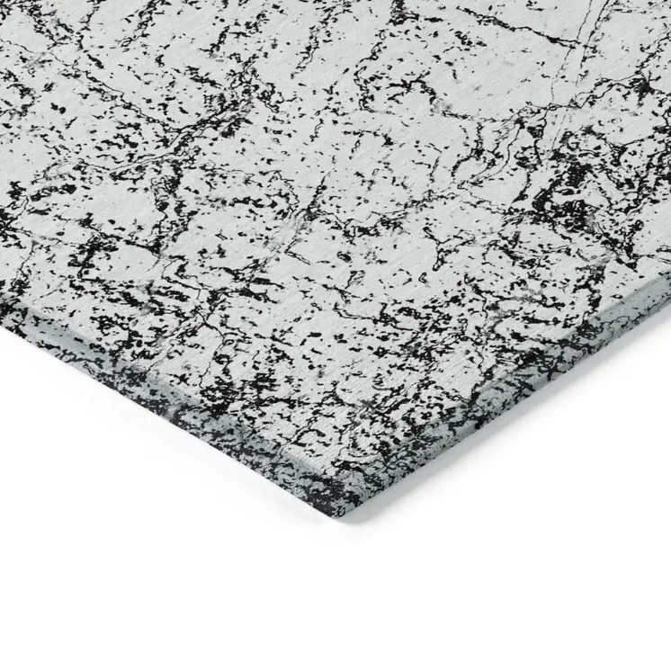 8' X 10' Black White And Gray Abstract Washable Indoor Outdoor Area Rug