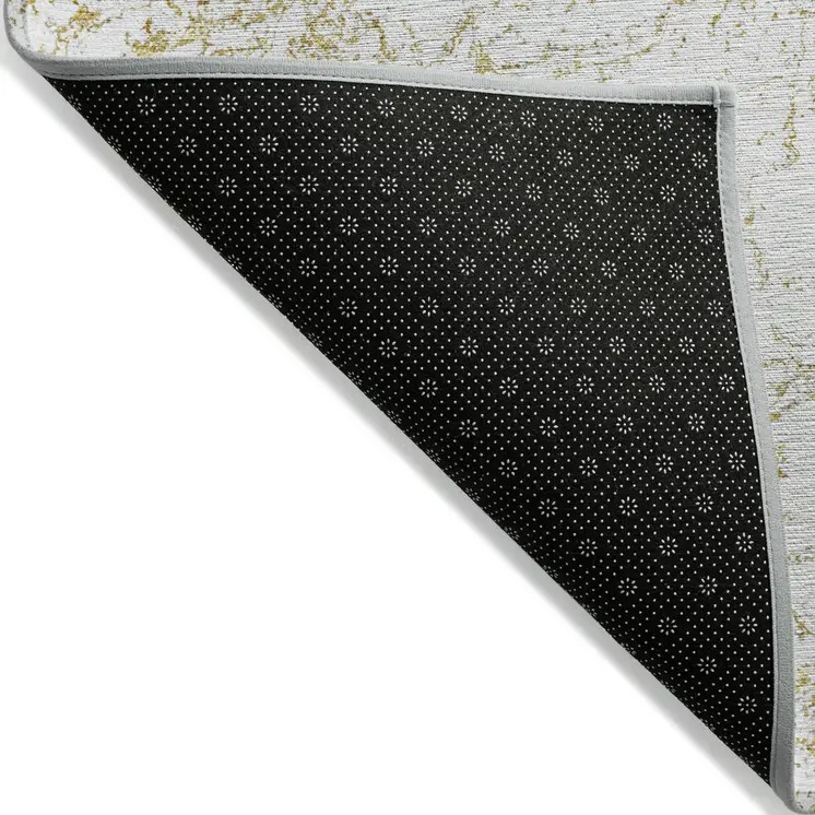 10' X 14' Gold And Ivory Abstract Washable Indoor Outdoor Area Rug