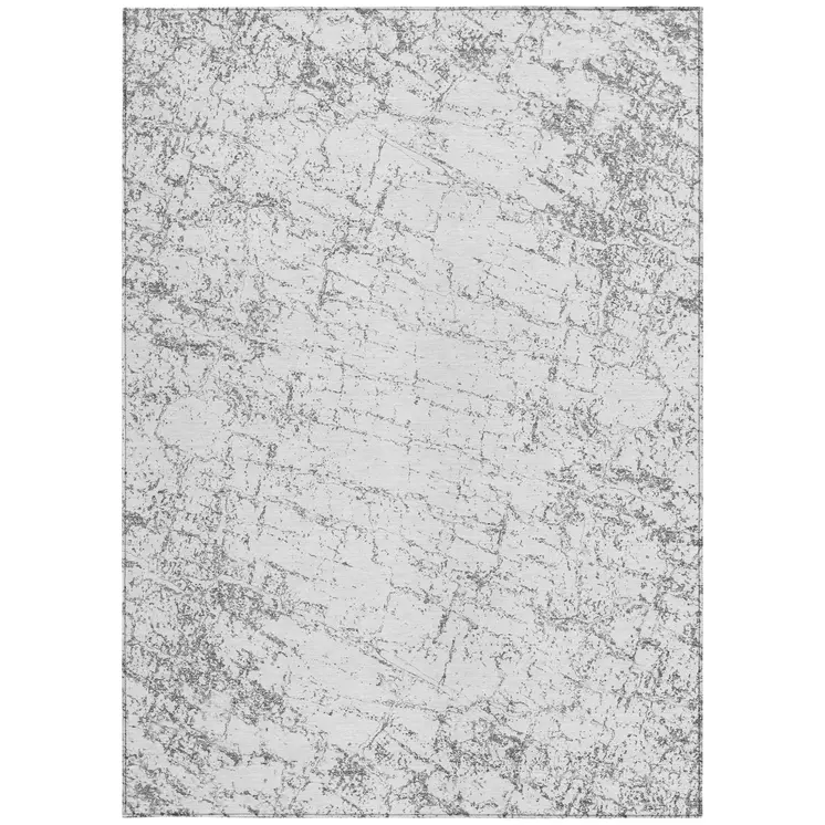 10' X 14' Gray And Ivory Abstract Washable Indoor Outdoor Area Rug