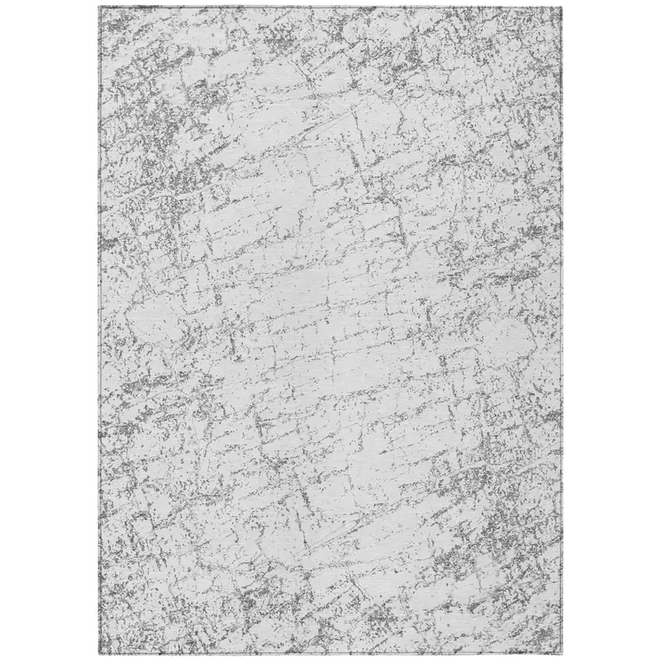 10' X 14' Gray And Ivory Abstract Washable Indoor Outdoor Area Rug
