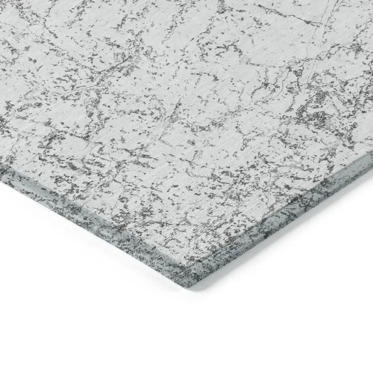 10' X 14' Gray And Ivory Abstract Washable Indoor Outdoor Area Rug