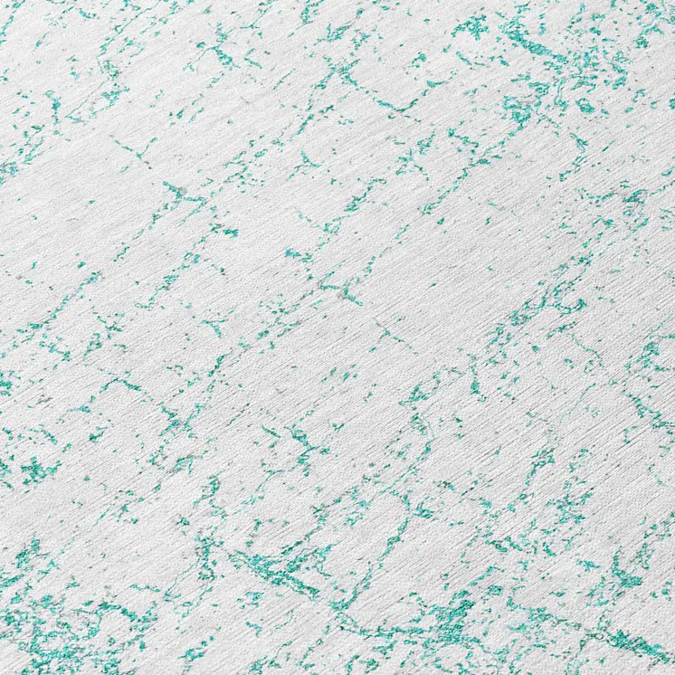 8' Teal Blue And Ivory Round Abstract Washable Indoor Outdoor Area Rug