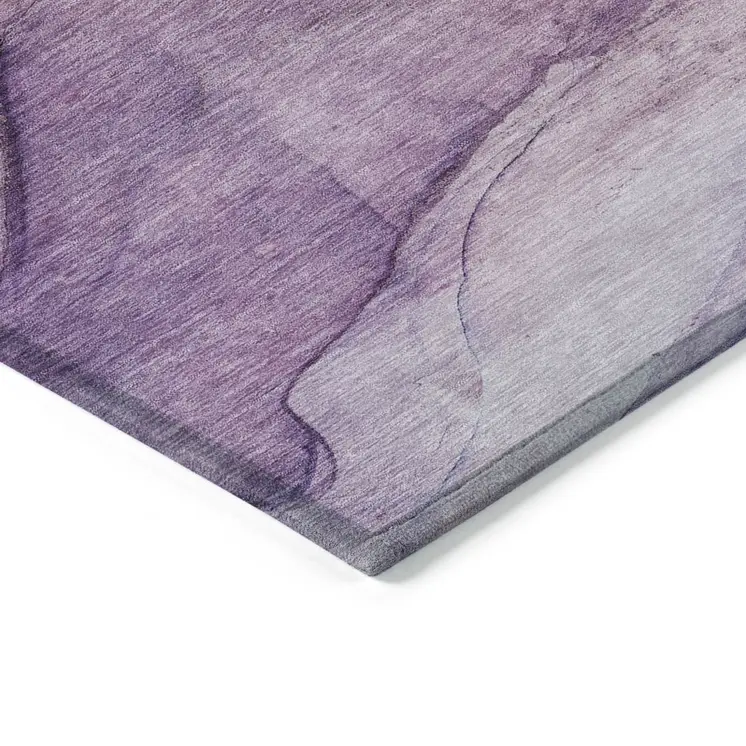 9' X 12' Purple Lilac And Lavender Abstract Washable Indoor Outdoor Area Rug
