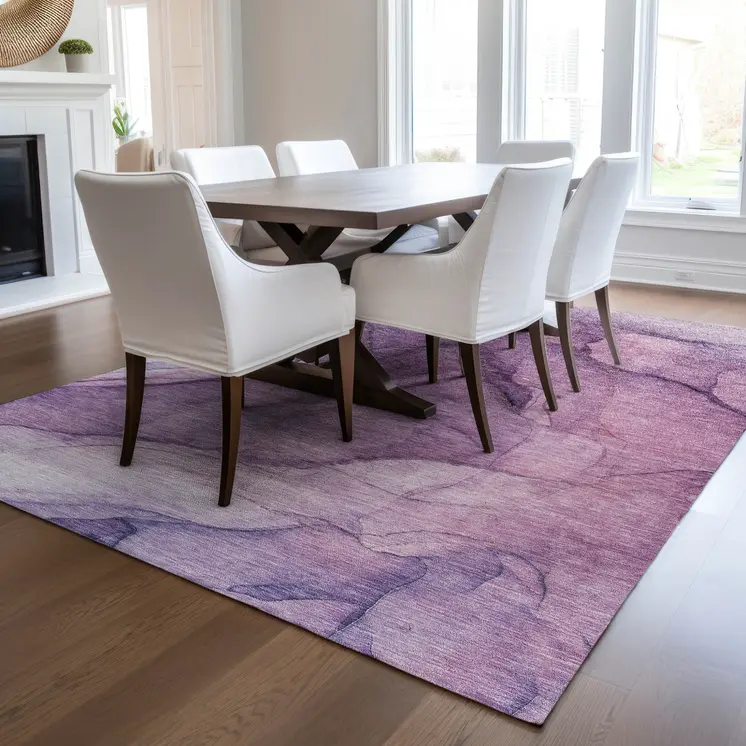 10' X 14' Purple Lilac And Lavender Abstract Washable Indoor Outdoor Area Rug