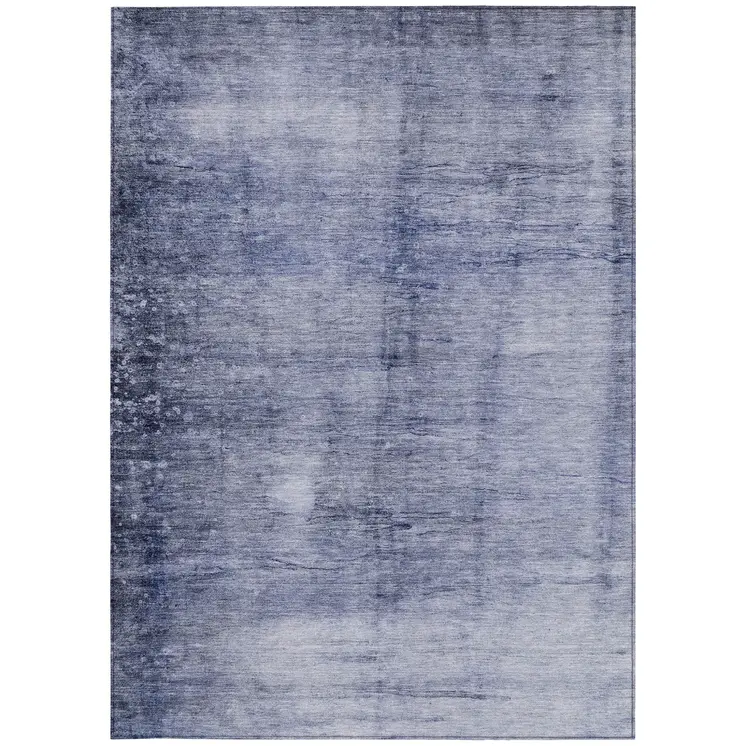 3' X 5' Navy Blue And Sky Blue Abstract Washable Indoor Outdoor Area Rug