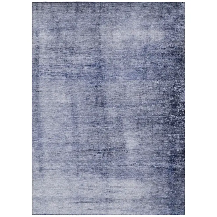 3' X 5' Navy Blue And Sky Blue Abstract Washable Indoor Outdoor Area Rug