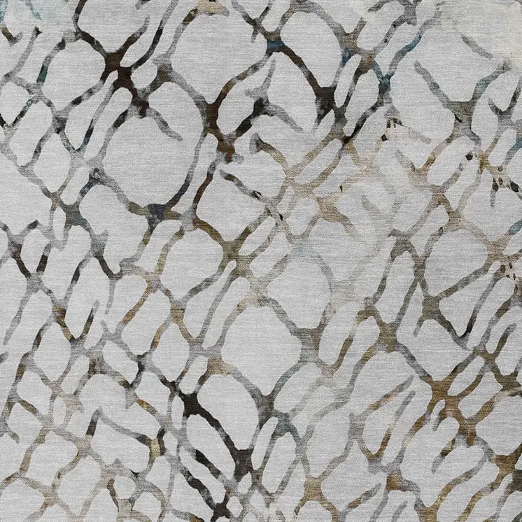 8' X 10' Silver Gray And Charcoal Abstract Washable Indoor Outdoor Area Rug