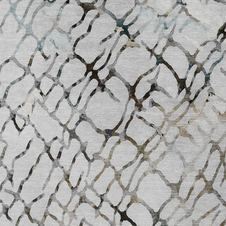 9' X 12' Silver Gray And Charcoal Abstract Washable Indoor Outdoor Area Rug