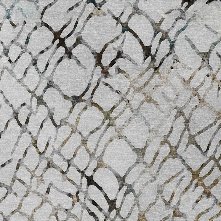 10' X 14' Silver Gray And Charcoal Abstract Washable Indoor Outdoor Area Rug