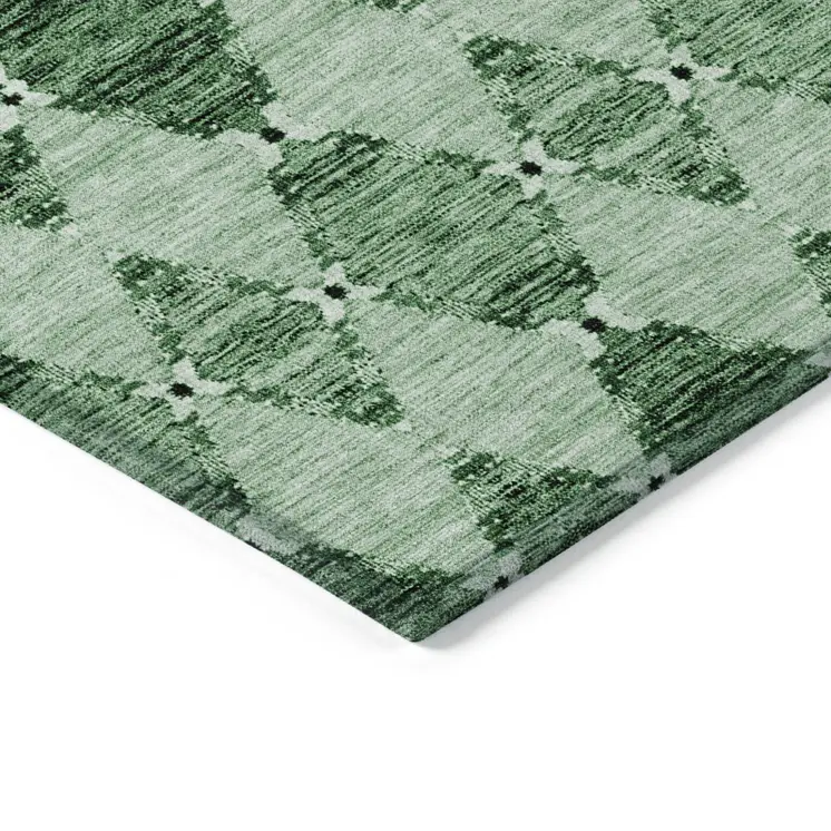 5' X 8' Emerald And Green Moroccan Washable Indoor Outdoor Area Rug