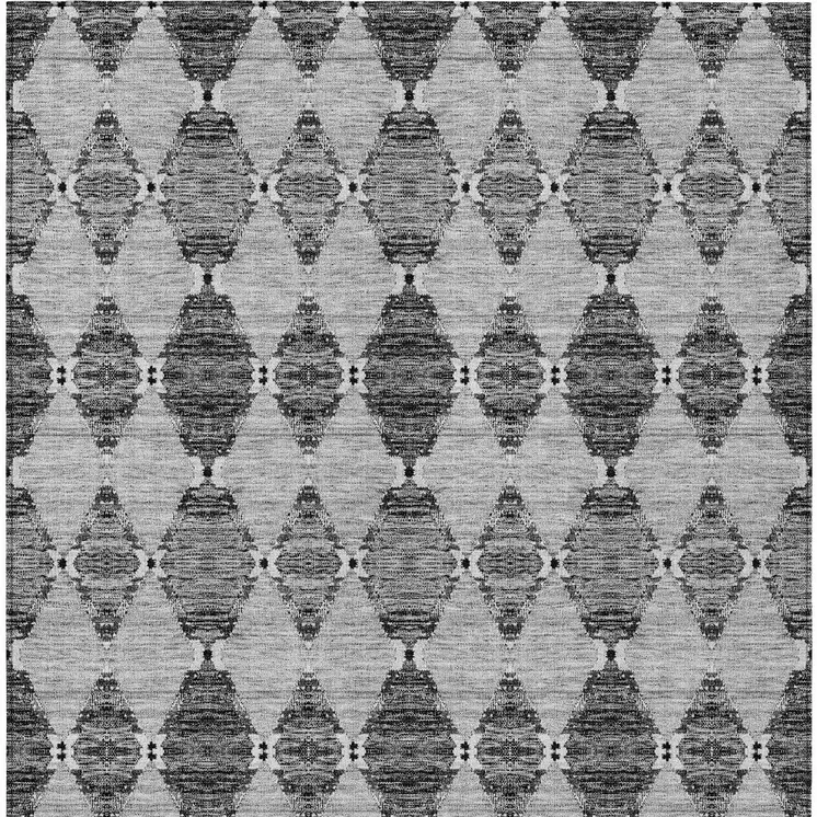 3' X 5' Gray Charcoal And Silver Moroccan Washable Indoor Outdoor Area Rug