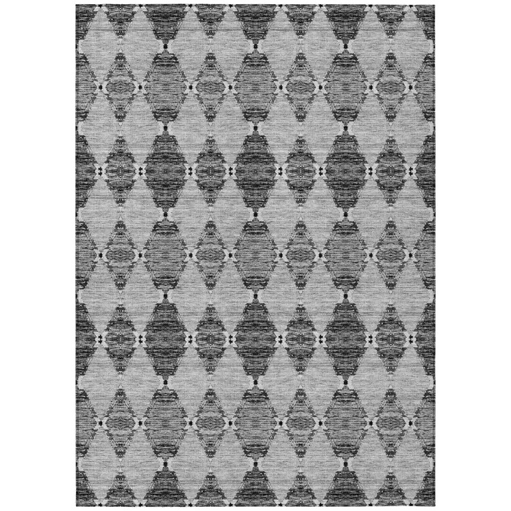 5' X 8' Gray Charcoal And Silver Moroccan Washable Indoor Outdoor Area Rug